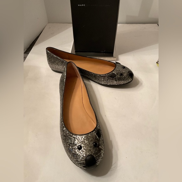 Marc Jacobs grey glitter mouse w/whisker shoes. - Picture 1 of 4